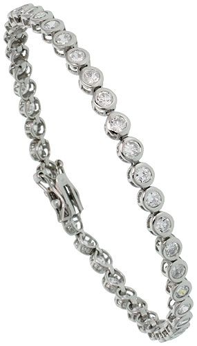   Silver 4 ct. size Bezel Set CZ Tennis Bracelet, 7 in., 5/32 (4mm) wide