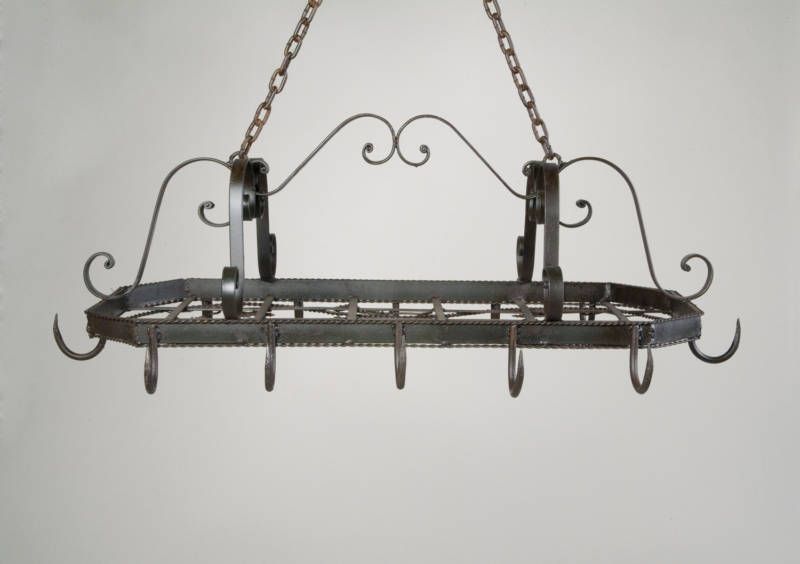 Wrought Iron Greystone Pot Rack 12 Hooks Hand Forged  